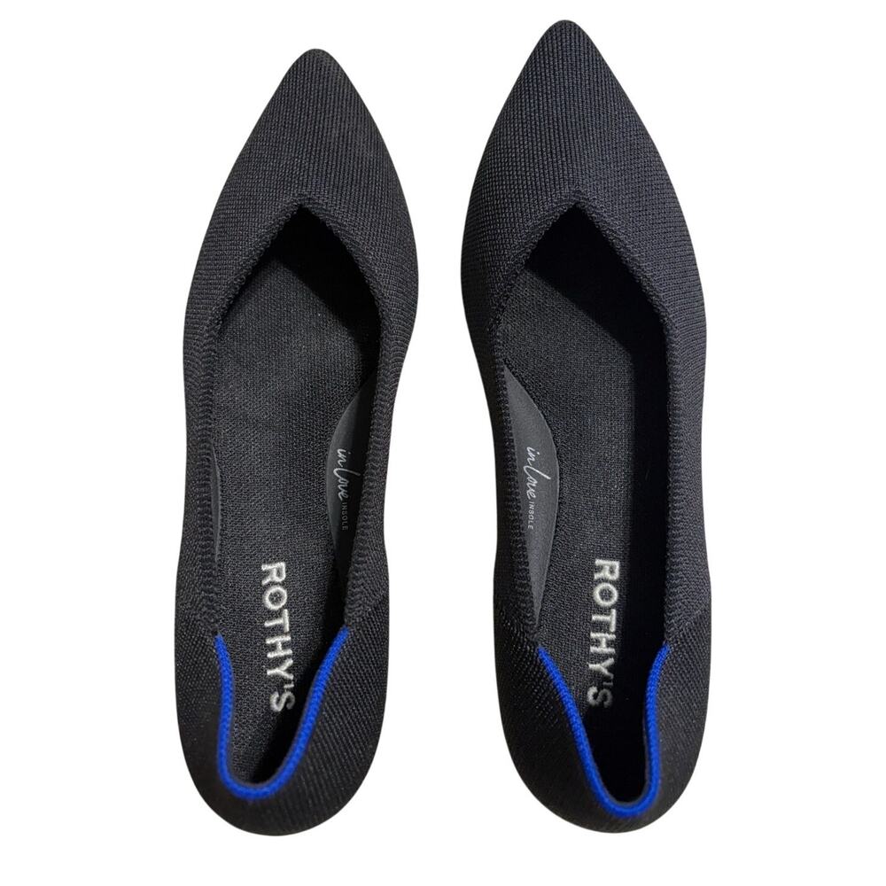 Rothy's The Point Flats Slip-On Women's Size 9 Black Washable Comfy Comfort